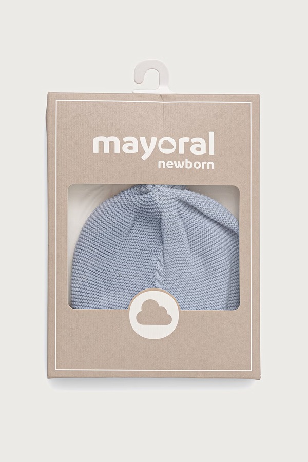 Шапка для немовлят бавовняна Mayoral Newborn колір блакитний фото 2