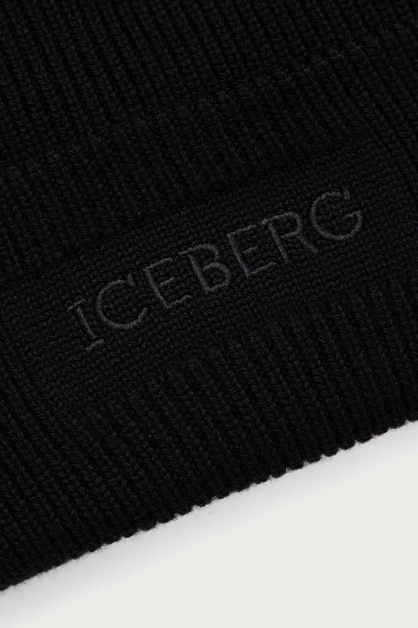 Шапка чоловіча вовняна Iceberg колір чорний фото 2