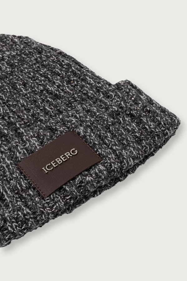 Шапка beanie чоловіча з шовком Iceberg колір сірий фото 3