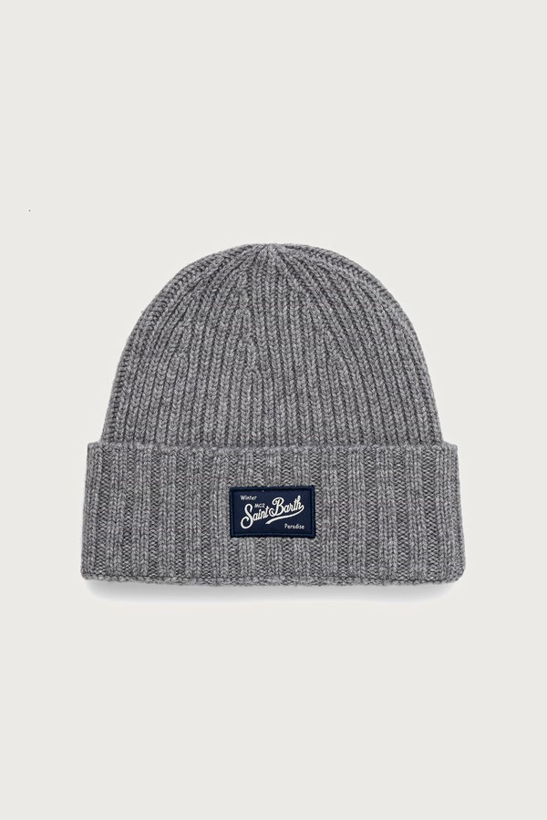 Шапка beanie чоловіча з вовною MC2 Saint Barth колір сірий