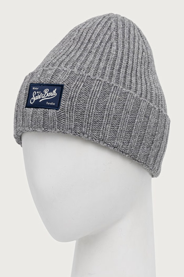 Шапка beanie чоловіча з вовною MC2 Saint Barth колір сірий фото 3