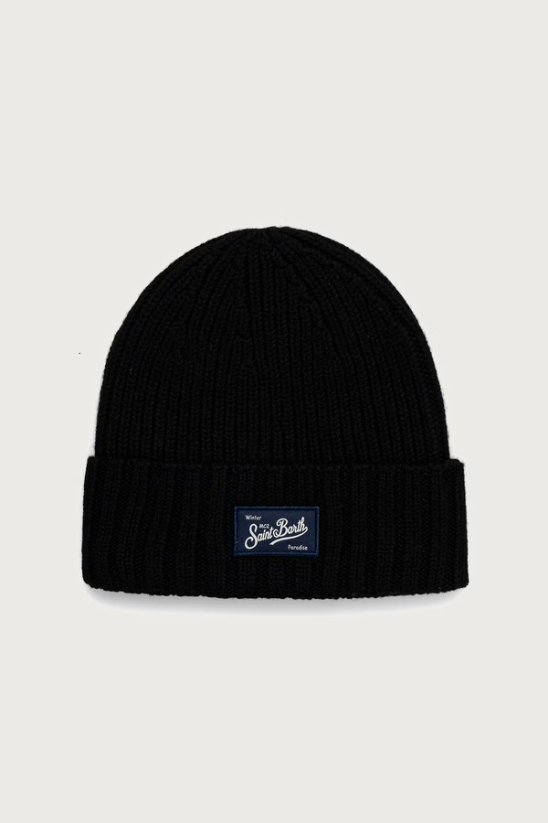 Шапка beanie чоловіча з вовною MC2 Saint Barth колір чорний