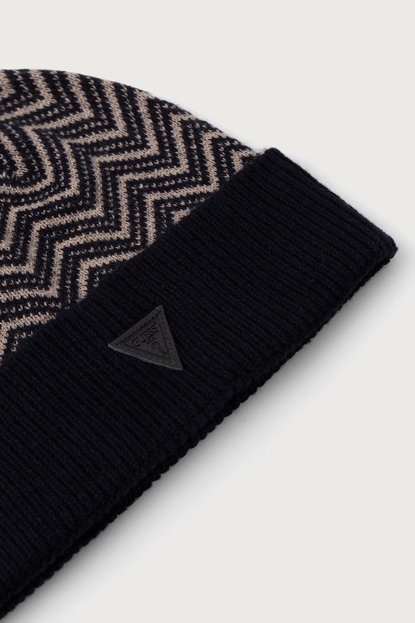 Шапка beanie чоловіча з додаванням вовни Guess колір темно-синій фото 3