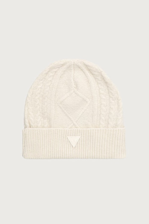 Шапка beanie чоловіча з вовною Guess колір бежевий