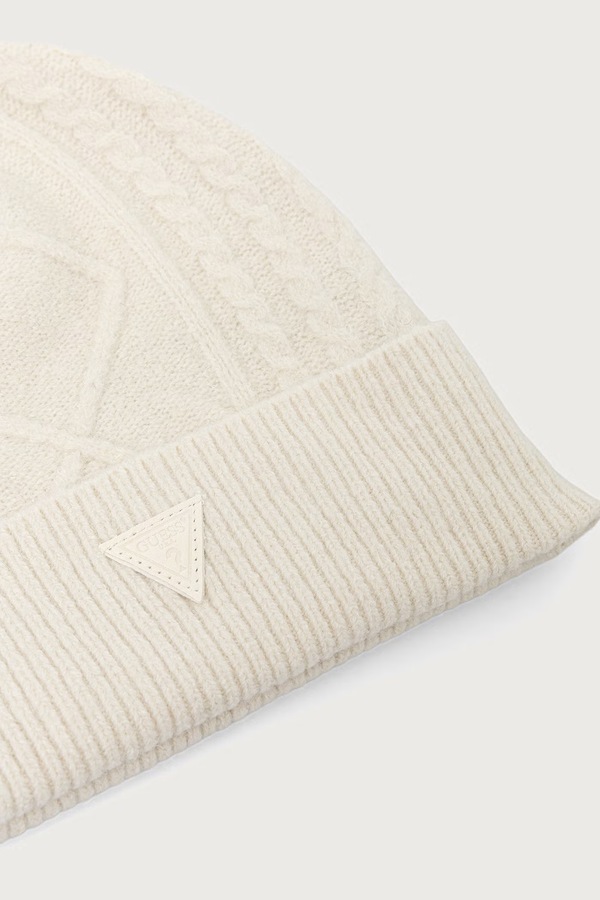 Шапка beanie чоловіча з вовною Guess колір бежевий фото 2