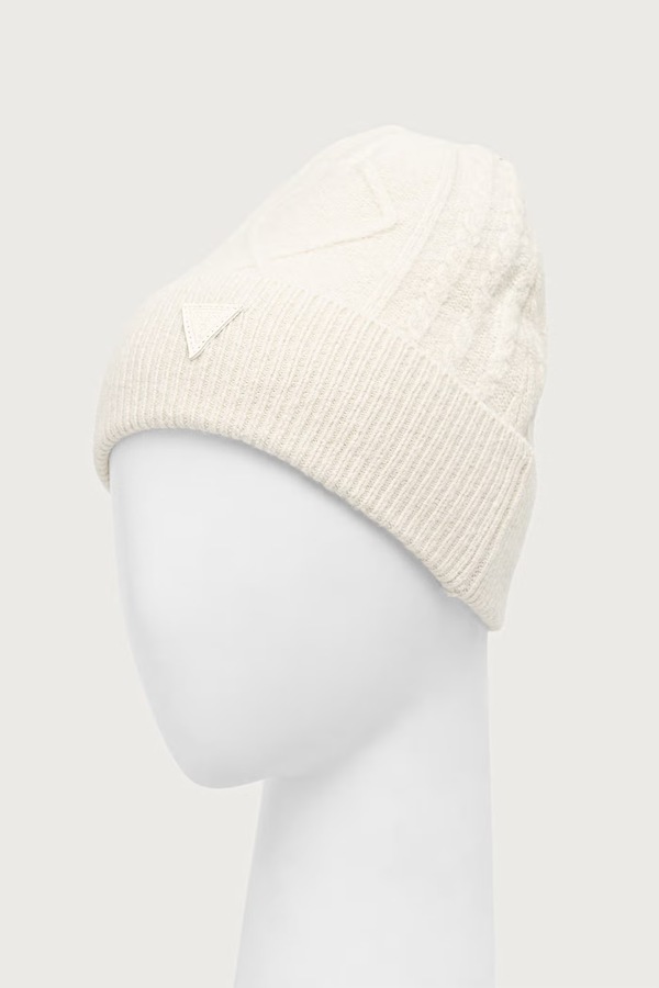 Шапка beanie чоловіча з вовною Guess колір бежевий фото 3