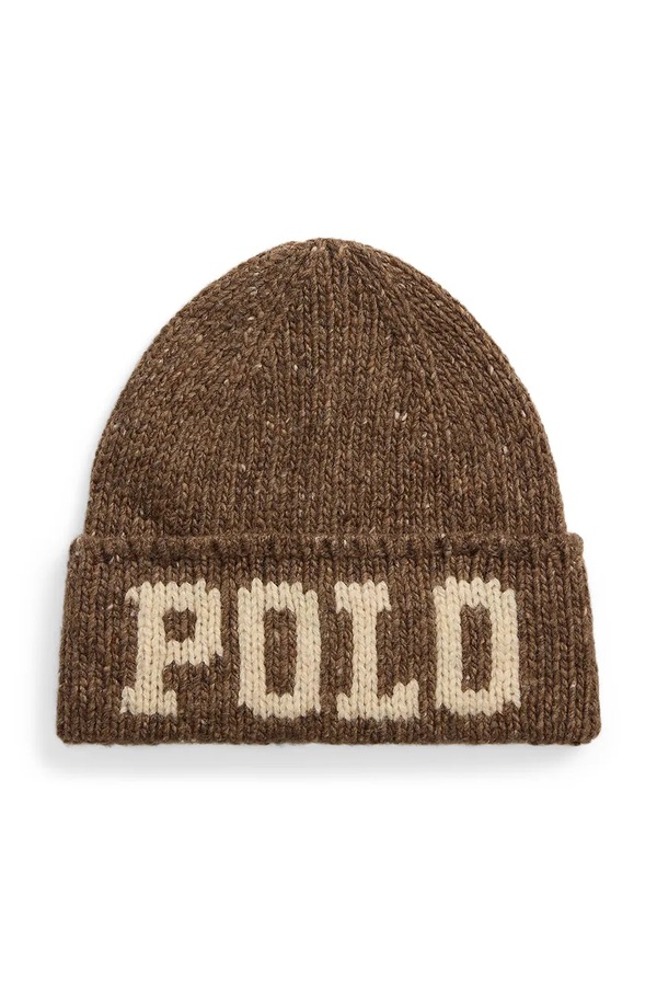 Шапка чоловіча з вовною Polo Ralph Lauren колір коричневий фото 2
