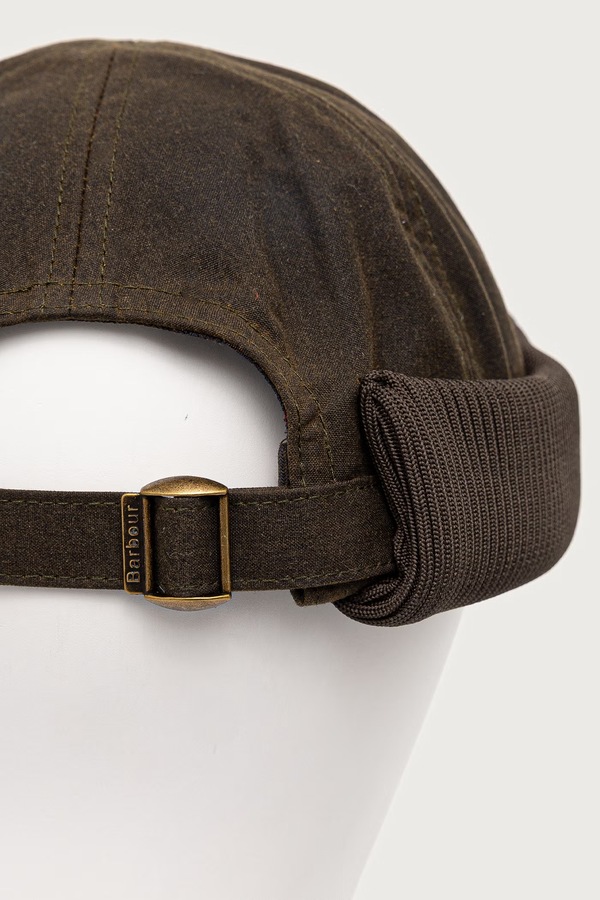 Шапка чоловіча бавовняна Barbour колір зелений фото 3