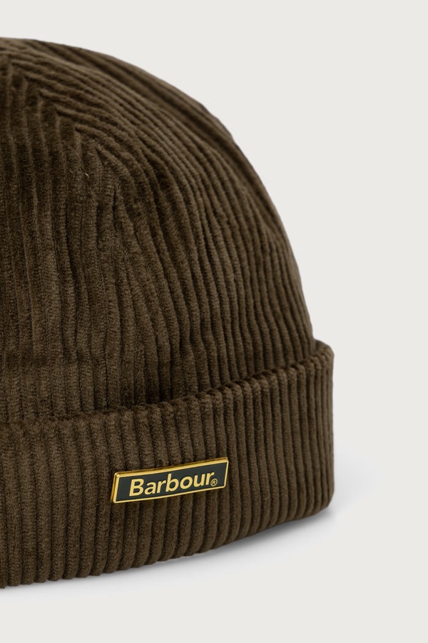 Шапка чоловіча бавовняна Barbour колір зелений фото 3