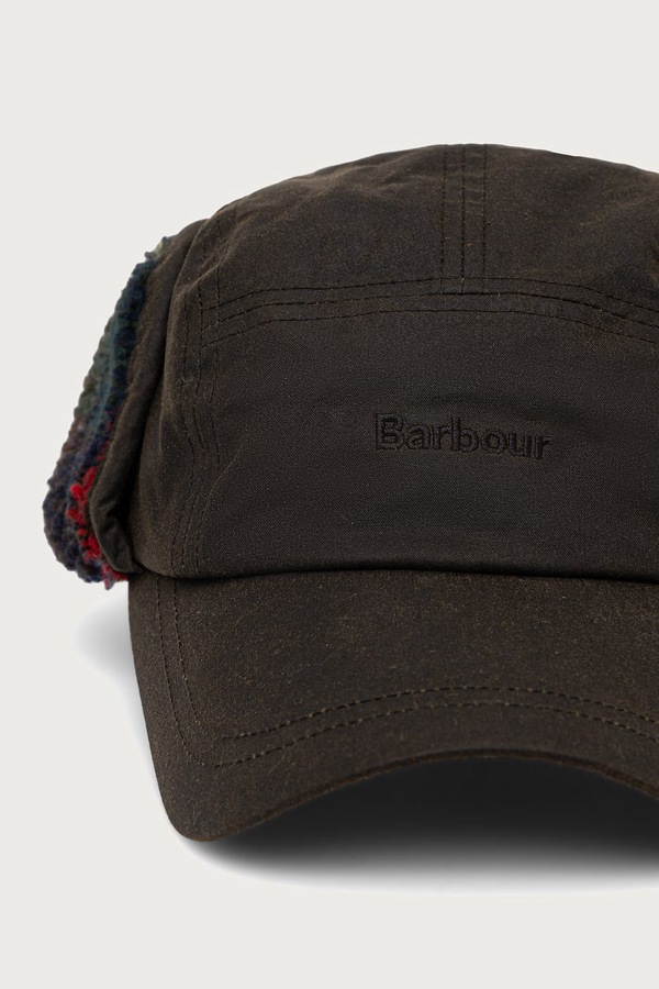 Вушанка чоловіча бавовняна Barbour колір зелений фото 2