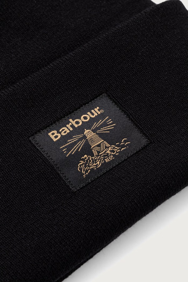 Шапка чоловіча з бавовною Barbour колір чорний фото 3