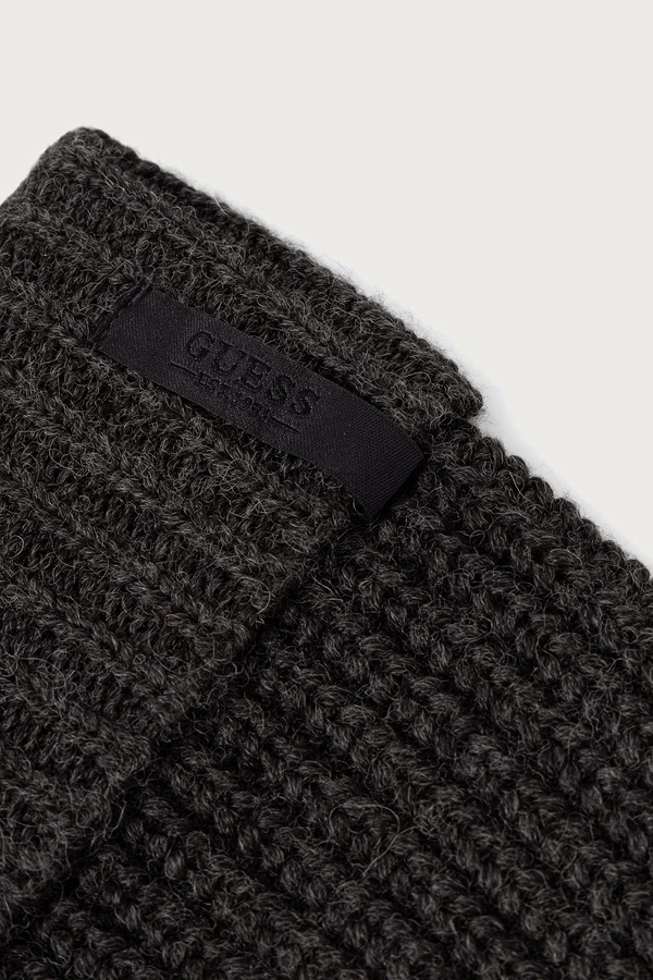 Шапка beanie чоловіча з вовною Guess колір сірий фото 2