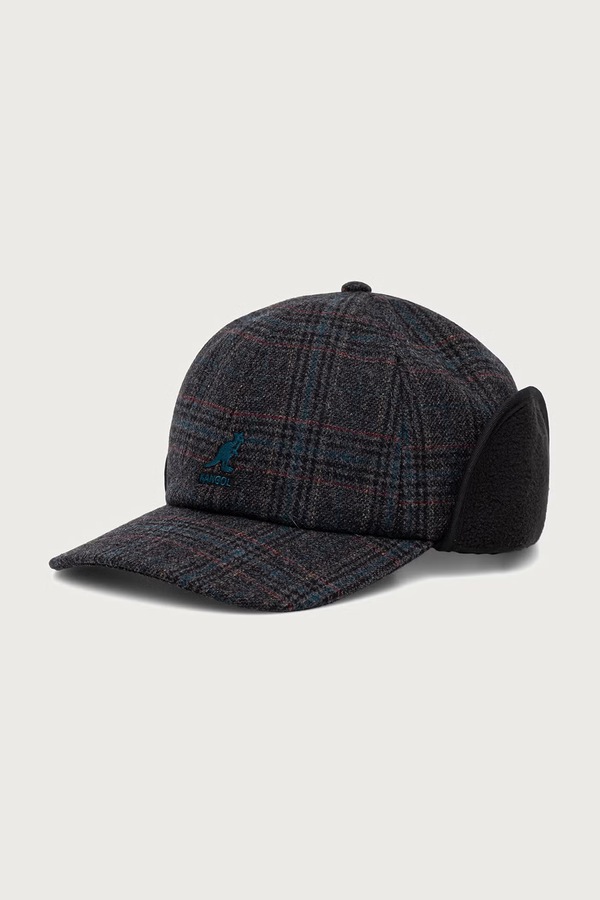 Кепка мужская с шерстью Kangol PLAID EARFLAPS BASEBALL цвет серый