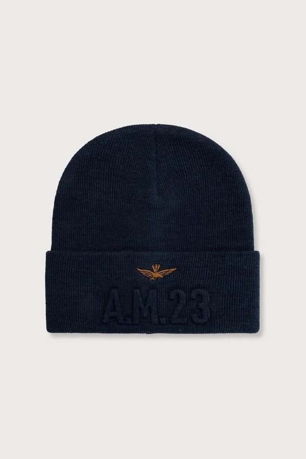 Шапка beanie чоловіча Aeronautica Militare колір темно-синій