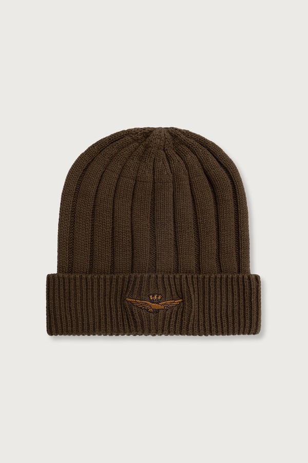 Шапка beanie мужская хлопковая Aeronautica Militare цвет зеленый