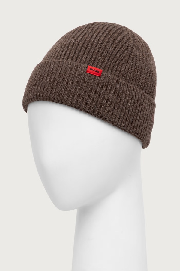 Шапка beanie чоловіча з вовною HUGO Xisk колір помаранчевий фото 2
