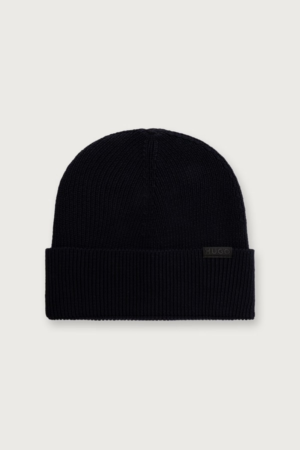 Шапка beanie мужская хлопковая HUGO Xential цвет темно-синий