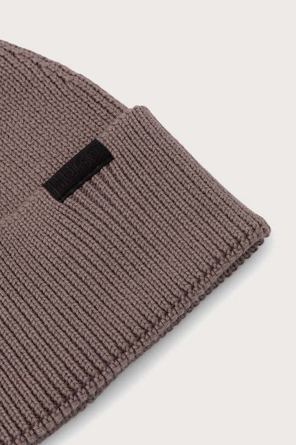 Шапка beanie чоловіча бавовняна HUGO Xential колір помаранчевий фото 3