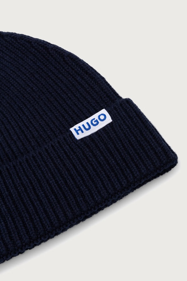 Шапка beanie чоловіча з вовною HUGO Blue Xiav_1 колір блакитний фото 3