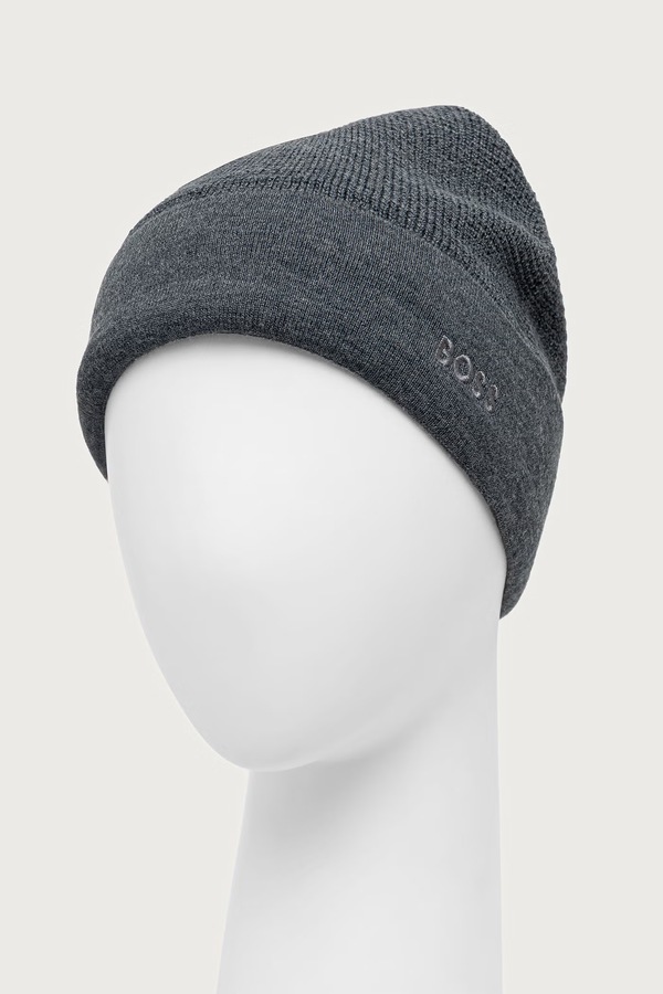 Шапка чоловіча з додаванням вовни BOSS Green Aflix_Beanie колір сірий фото 2
