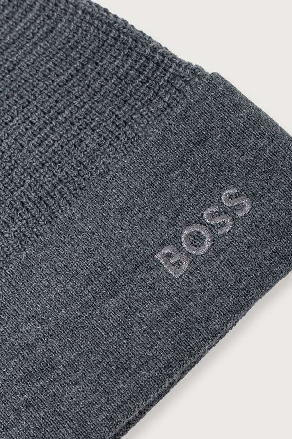 Шапка чоловіча з додаванням вовни BOSS Green Aflix_Beanie колір сірий фото 3