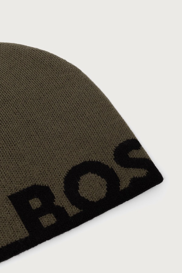 Шапка чоловіча з додаванням вовни BOSS Green Reviso_Beanie колір зелений фото 3