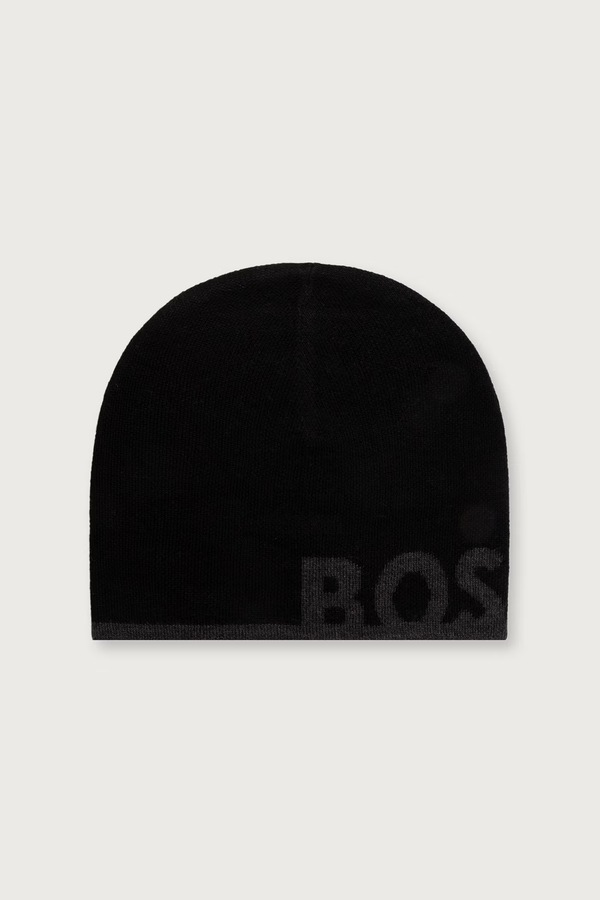 Шапка мужская из добавлением шерсти BOSS Green Reviso_Beanie цвет черный