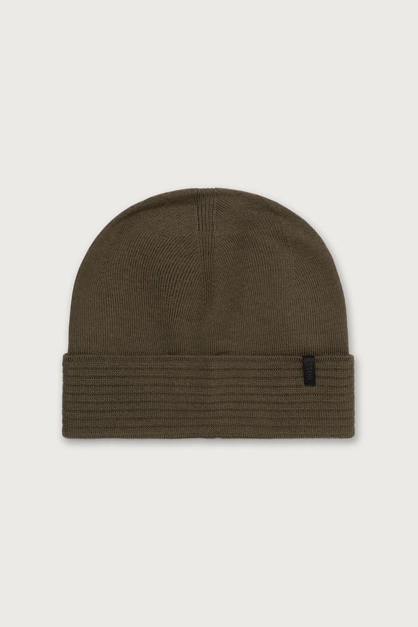 Шапка beanie чоловіча з вовною BOSS Green Termix_Beanie колір зелений