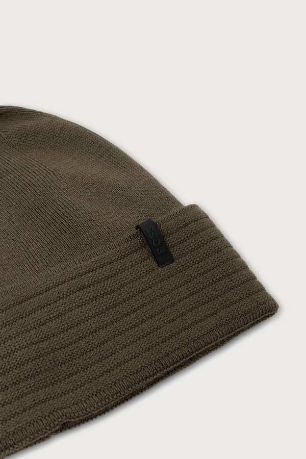 Шапка beanie чоловіча з вовною BOSS Green Termix_Beanie колір зелений фото 3