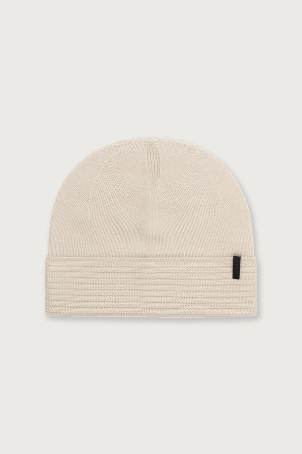 Шапка beanie чоловіча з вовною BOSS Green Termix_Beanie колір бежевий