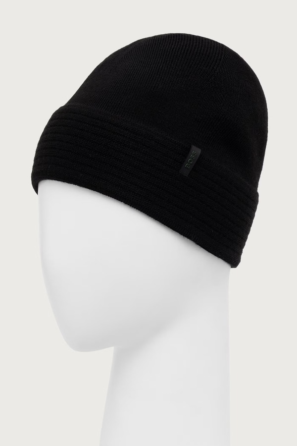 Шапка beanie чоловіча з вовною BOSS Green Termix_Beanie колір чорний фото 2