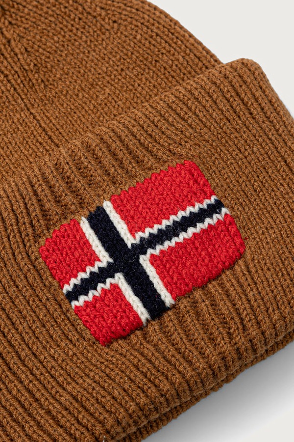 Шапка beanie чоловіча з вовною Napapijri Evei колір коричневий фото 2