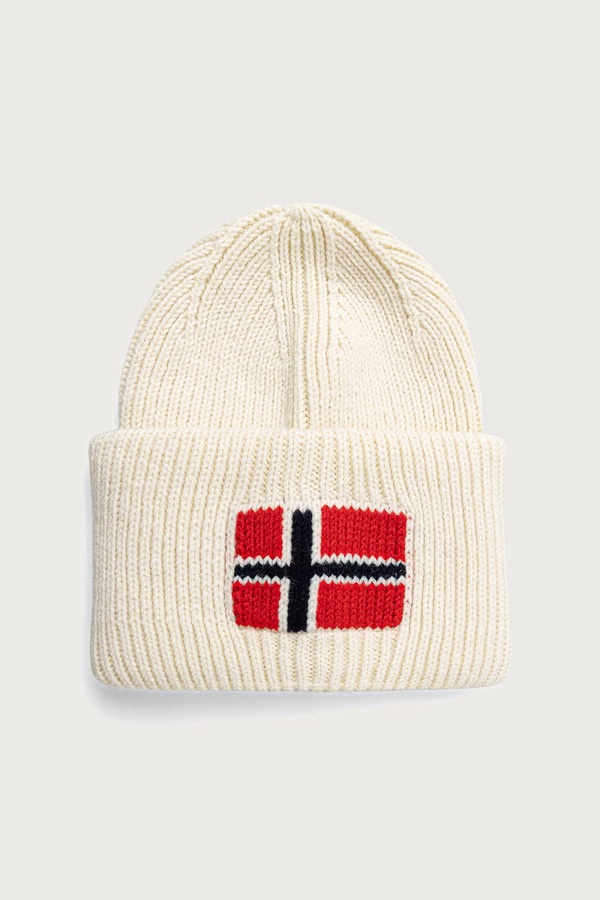 Шапка beanie чоловіча з вовною Napapijri Evei колір бежевий