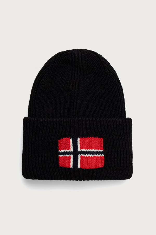 Шапка beanie чоловіча з вовною Napapijri Evei колір чорний