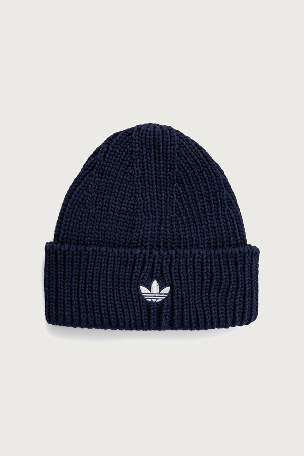 Шапка beanie чоловіча з бавовною adidas Originals Fisherman колір темно-синій