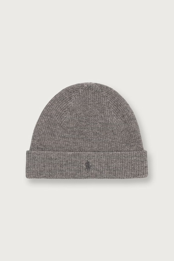 Шапка beanie чоловіча кашемірова Polo Ralph Lauren колір сірий