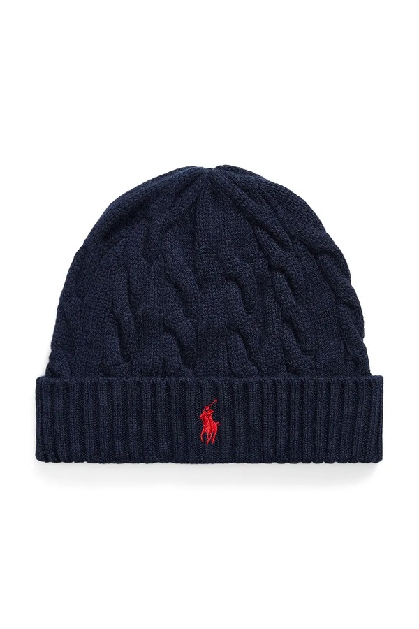 Шапка чоловіча вовняна Polo Ralph Lauren колір темно-синій