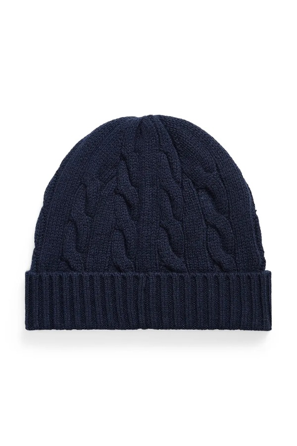 Шапка чоловіча вовняна Polo Ralph Lauren колір темно-синій фото 2