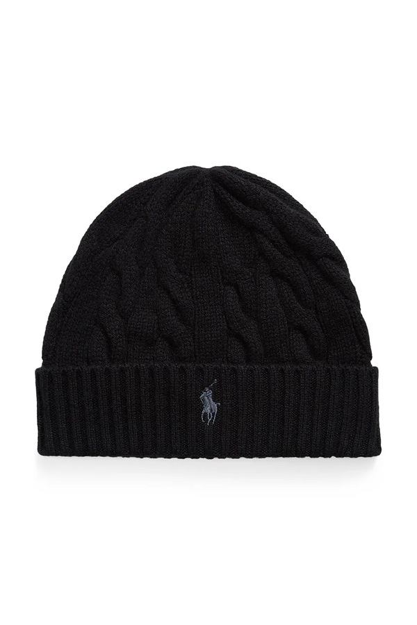 Шапка чоловіча вовняна Polo Ralph Lauren колір чорний