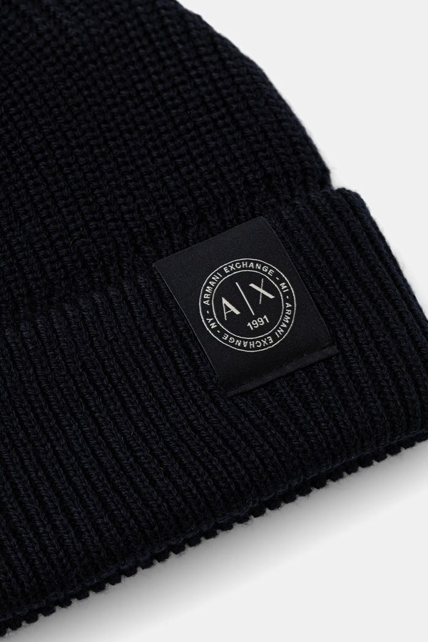 Шапка чоловіча з додаванням вовни Armani Exchange колір темно-синій фото 2