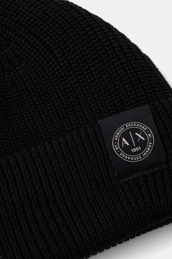 Шапка чоловіча з додаванням вовни Armani Exchange колір чорний фото 2
