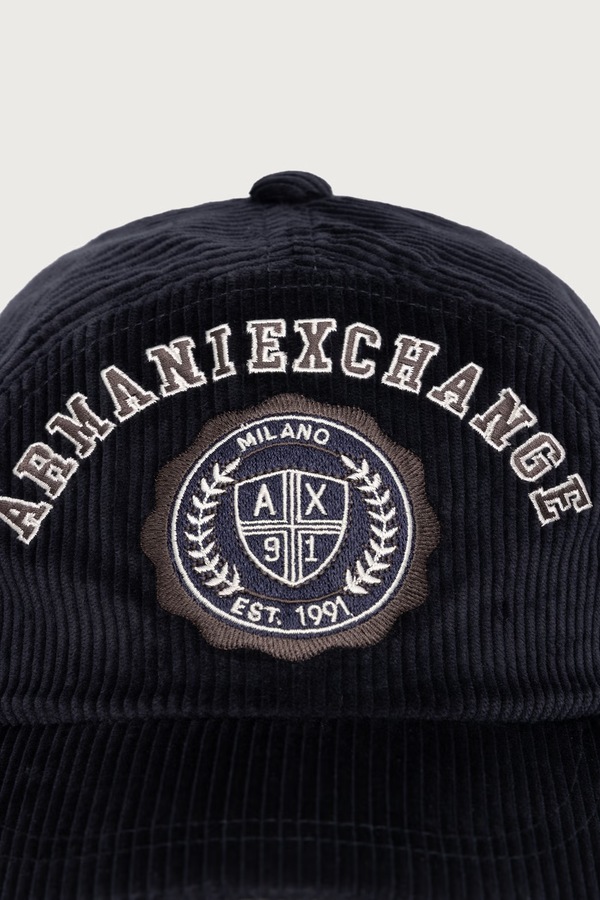 Бейсболка чоловіча з бавовною Armani Exchange колір темно-синій