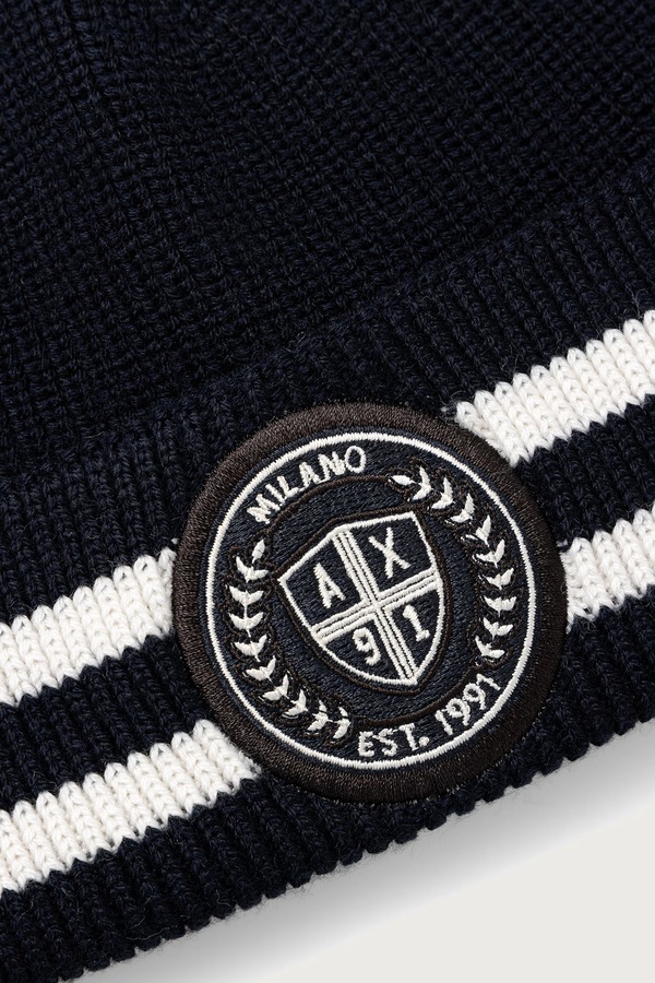 Шапка beanie мужская с шерстью Armani Exchange цвет темно-синий