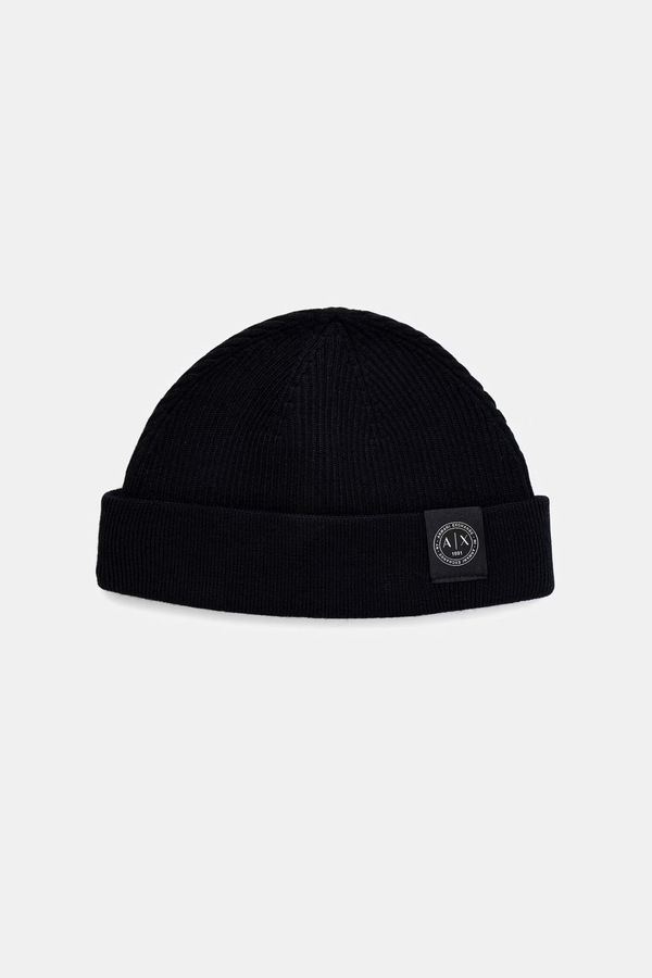 Шапка beanie чоловіча з додаванням вовни Armani Exchange колір темно-синій