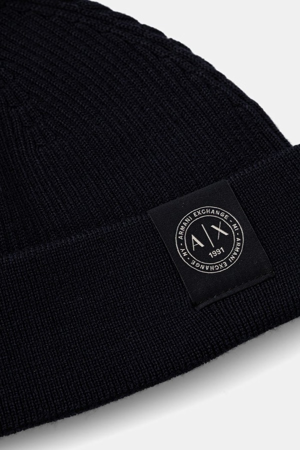 Шапка beanie мужская из добавлением шерсти Armani Exchange цвет темно-синий