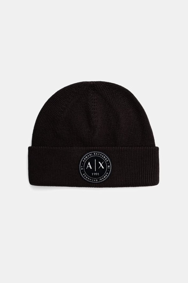 Шапка чоловіча з вовною Armani Exchange колір коричневий