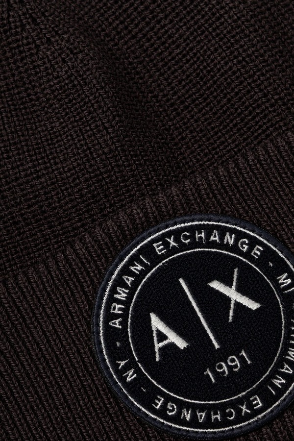 Шапка чоловіча з вовною Armani Exchange колір коричневий