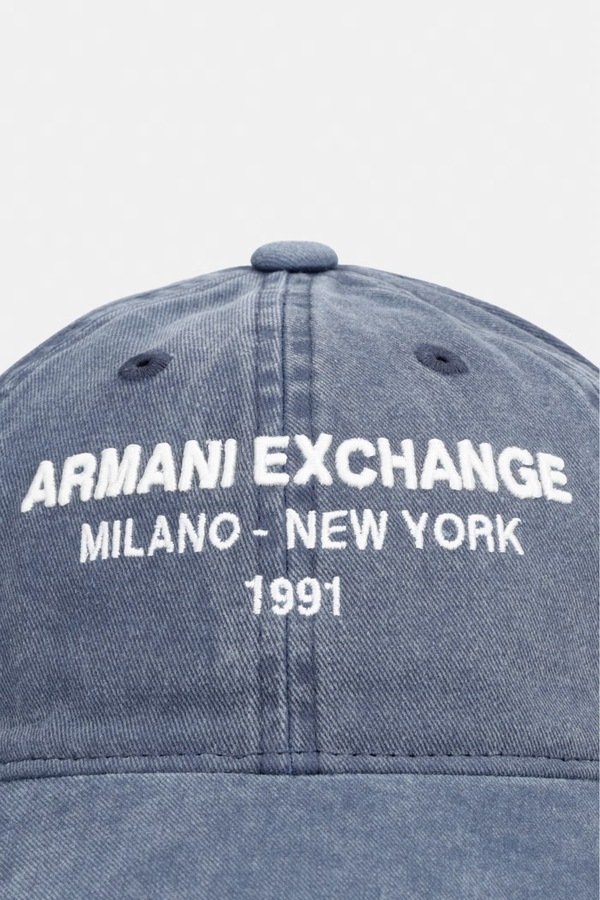 Бейсболка чоловіча бавовняна Armani Exchange колір темно-синій