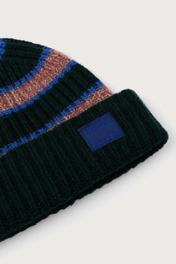 Шапка beanie чоловіча з вовною Paul Smith колір зелений фото 3