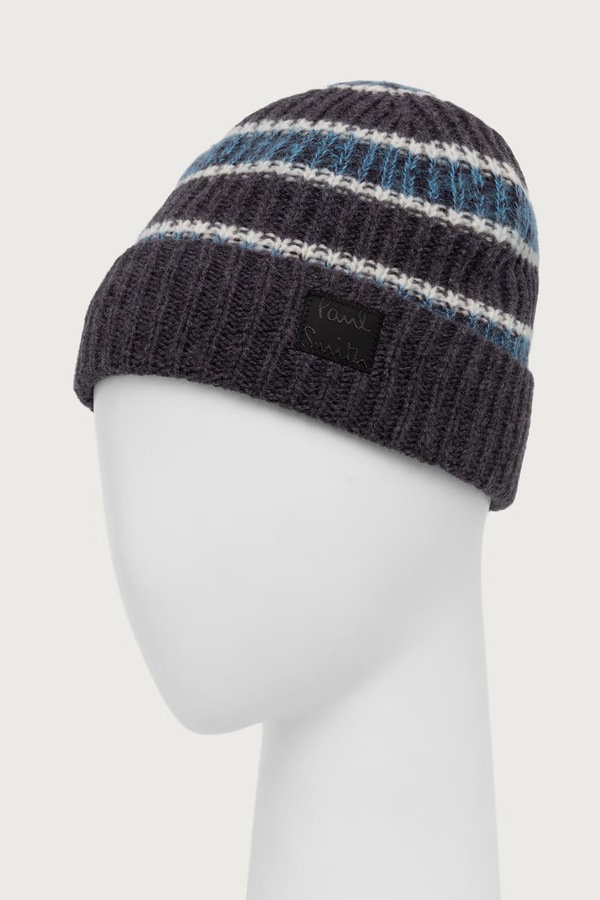 Шапка beanie чоловіча з вовною Paul Smith колір сірий фото 2